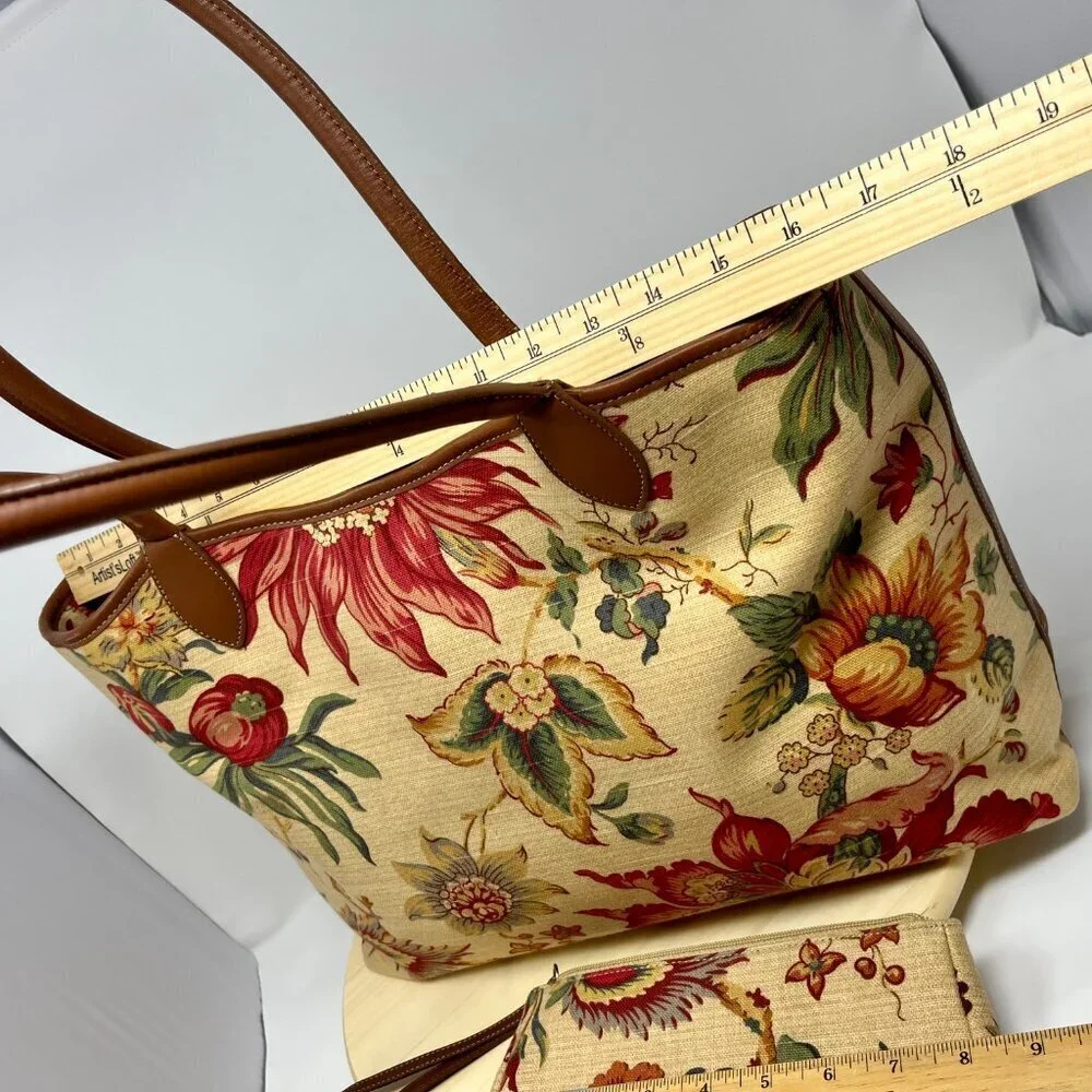 Talbots Floral Canvas Tote & Wristlet Set